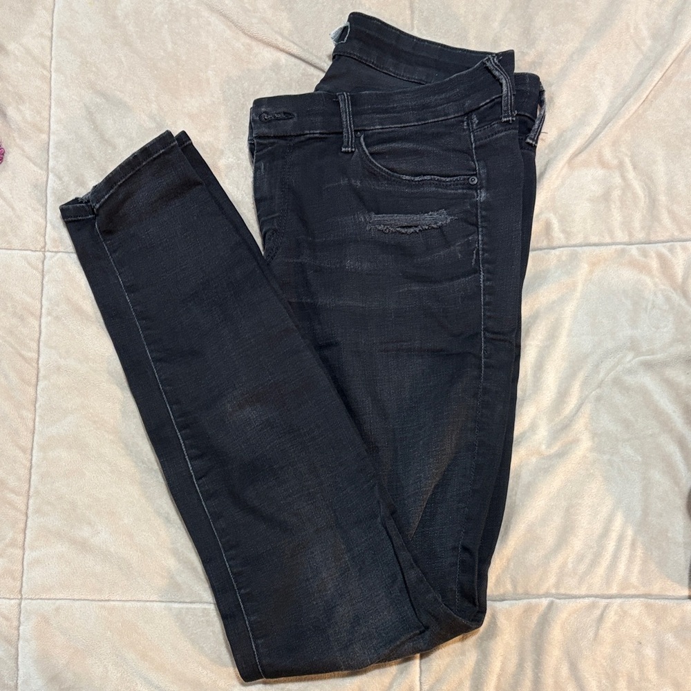 MOTHER Women's Dark Black Skinny Jeans